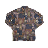 Vintage 90s Faded purple Abstract Grungy Print Long Sleeve Ugly Shirt - Size L